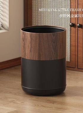 胡新桃木垃圾桶家纹用客黑厅SGI轻奢高档高颜值仿实木中式中古新