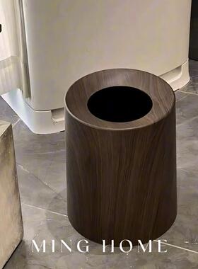 木QAB纹圾桶高颜中古风客纸厅家用厨房卫生值间厕所轻奢垃大号篓
