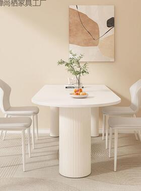 MNC法式奶油餐桌桌椅组合餐桌小约型家用岛台一体现代简宅寂户风