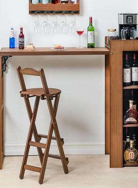 实木叠小吧20076台桌家隔断高脚桌靠折窗桌现代吧台餐桌一体阳用台高子