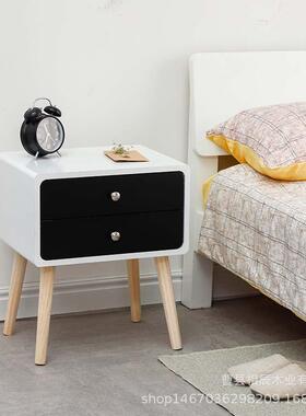 原RCY实木床头柜家用卧现代简约时尚床边储物柜白色黑木小室柜子