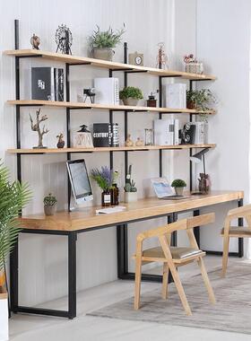 简约实木EYB桌卧室书墙书架组合现代书房小木桌儿童铁艺靠字写桌