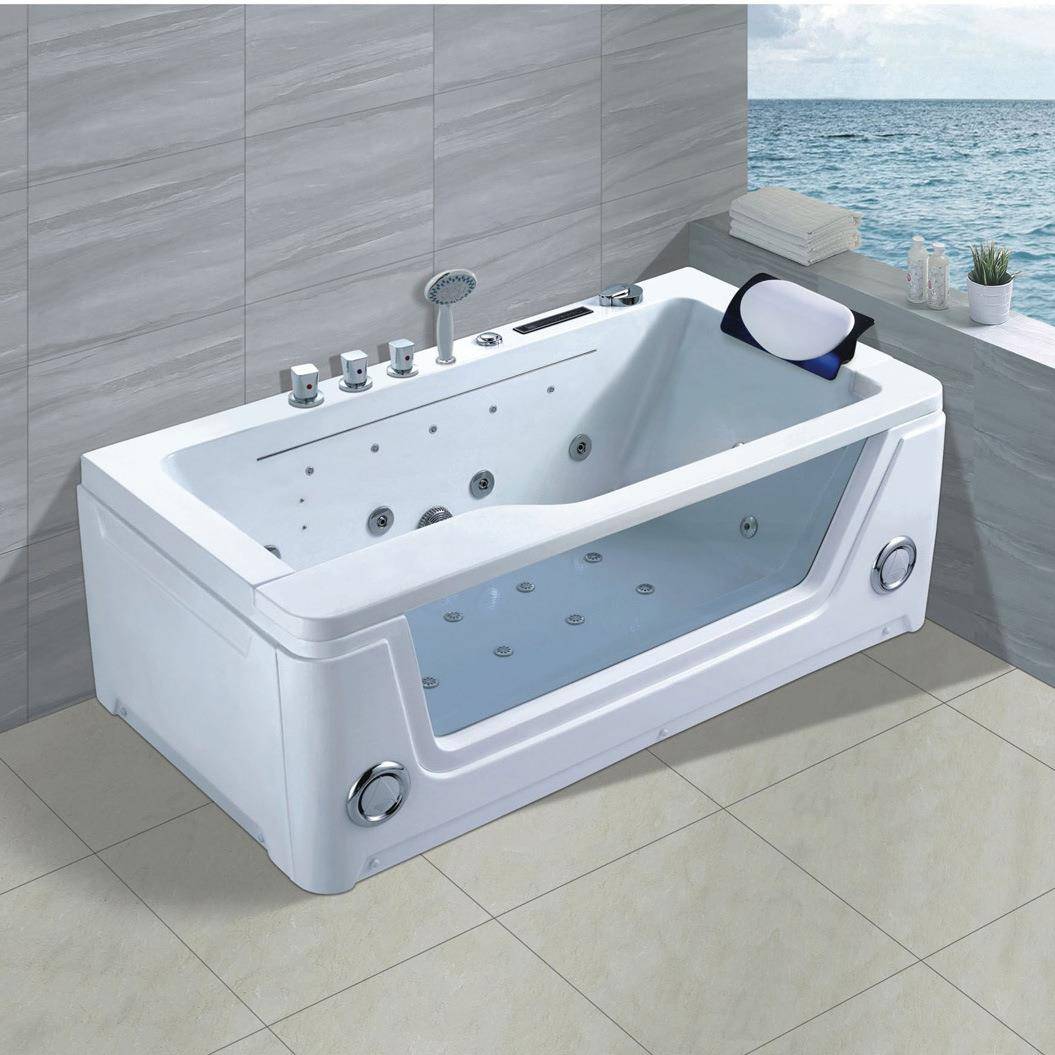 大瀑布按摩冲浪彩灯泡泡五件套浴缸亚克力玻璃群边单人按摩浴池