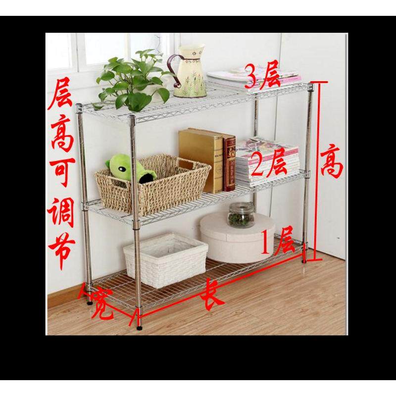 厨房置物架金属三层不锈钢色微波炉物收纳储3层架架架架锅