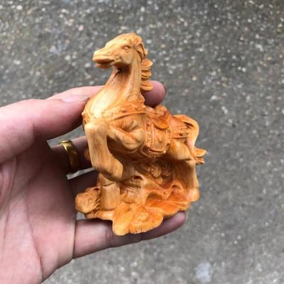 崖柏黄杨木雕马到成功马上有钱招财摆件生肖马家居办公车载装饰品