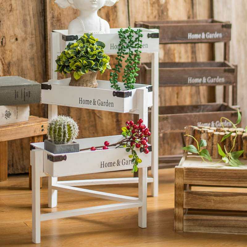 JK慕空间创意田园可折叠阳台架花盆收纳收纳客厅架装饰花架