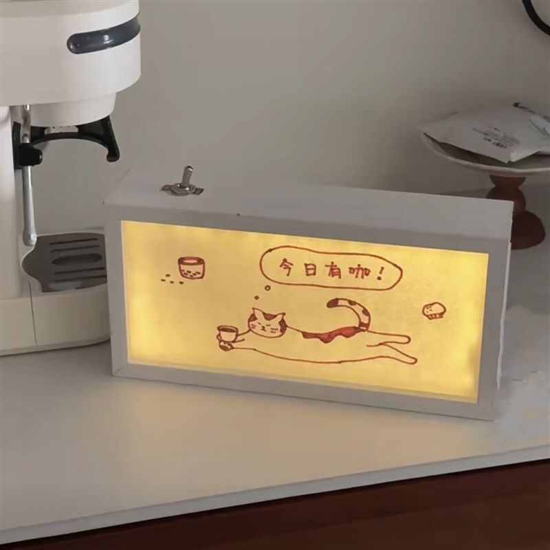 氛围感小夜灯相框画LED桌面摆件灯DIY装饰画床头高颜值软装创意画