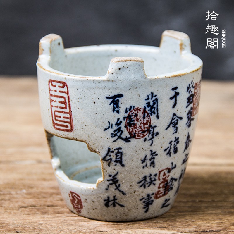 手工复古陶瓷茶炉煮茶冬日温茶器酒精蜡烛加热茶壶保温炉功夫茶道