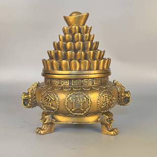 杨铜记 铜聚宝盆 元宝聚宝盆 办公室铜聚宝盆摆件 金山聚宝盆