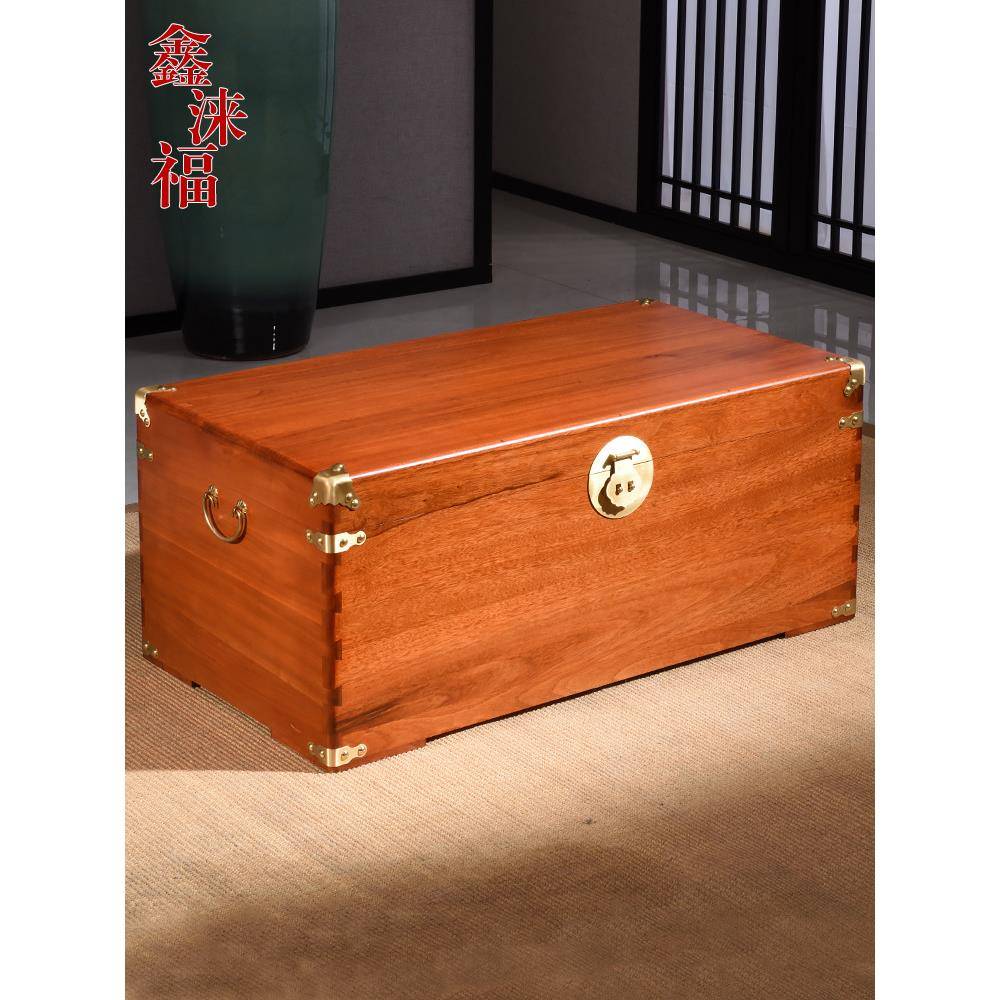 6B76香樟木箱子全实木平板字画收藏箱婚嫁箱结婚箱子储物箱樟木盒