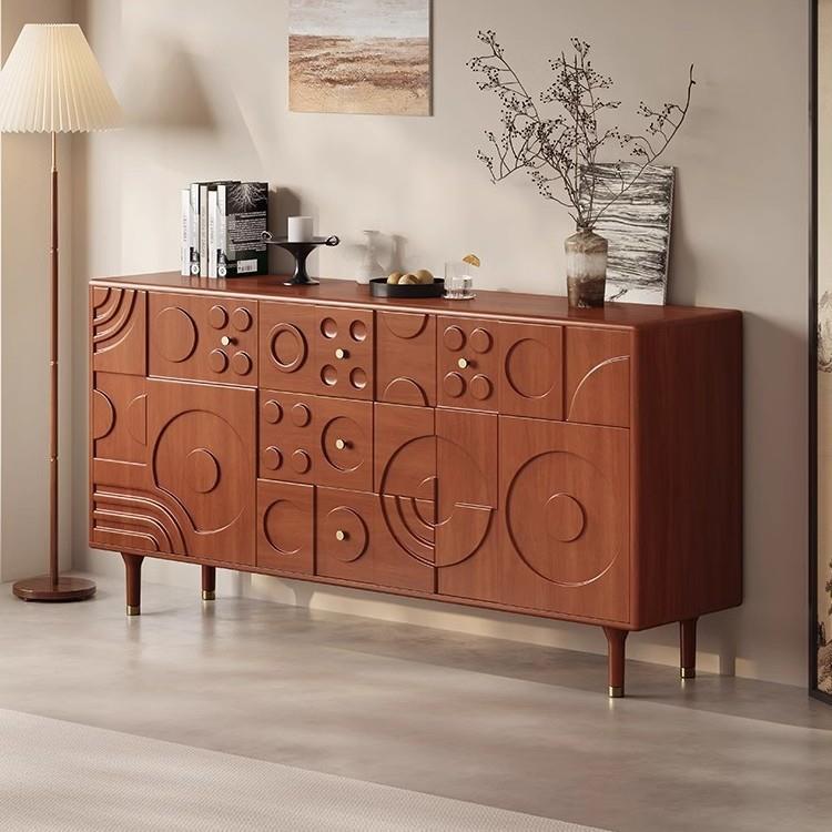 中古风实木马德里斗柜客厅卧室靠墙储物柜复古雕花餐边玄关收纳柜