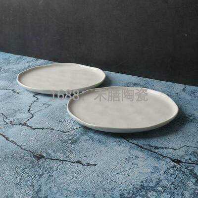 化白瓷KNZ】好看的不规则锤纹家德陶瓷餐具盘用子【创家意用西餐