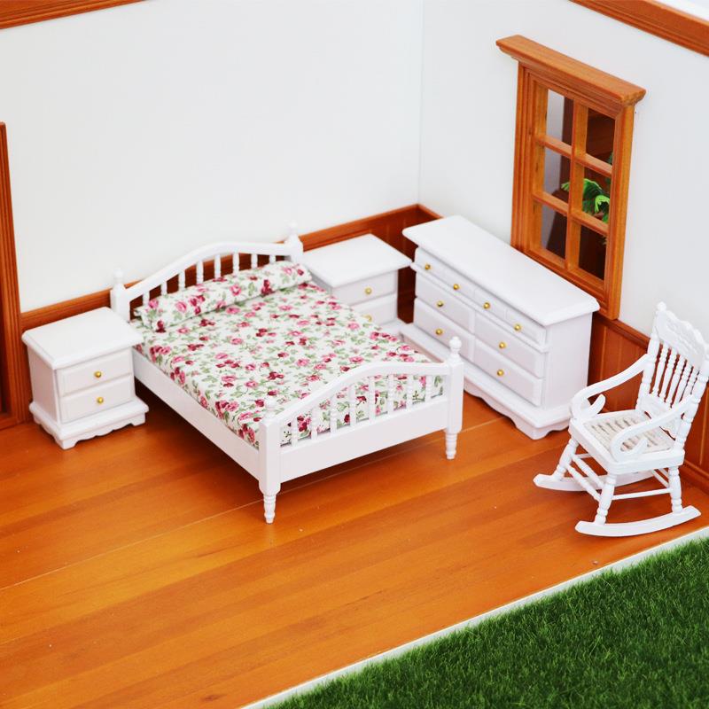 1:12迷你娃娃屋卧室套装6套dollhouse 12分娃娃用摆件ob11床镜子