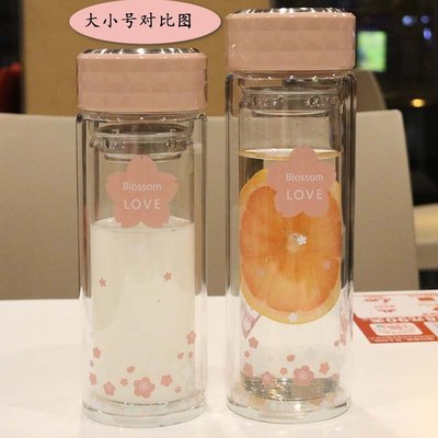 层玻璃杯泡茶女文艺带茶隔防烫商务水杯学生可爱柠檬杯子办公杯