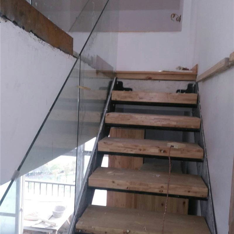 武汉楼梯定制梁楼梯直梁单梁简约实木楼梯玻璃护栏整体楼梯扶手