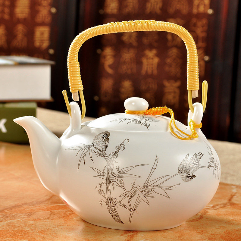 陶馨语青花瓷提梁壶茶壶大号陶瓷功夫茶具泡茶壶大容量复古手提壶