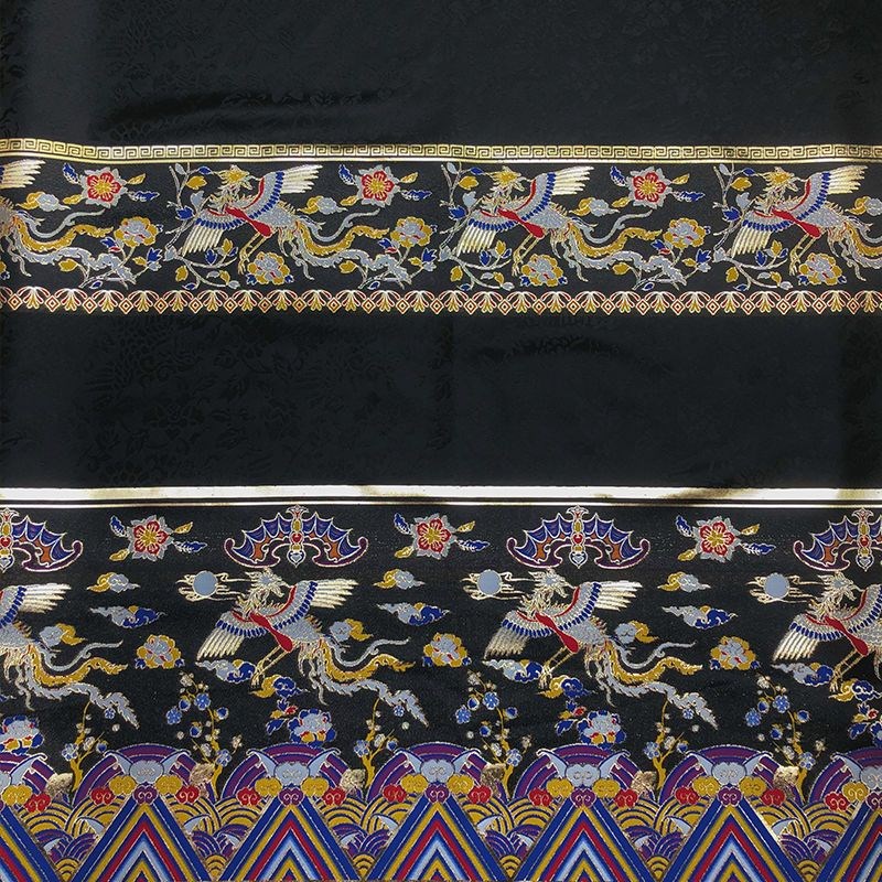 马面裙布料织金仿妆花光泽挺括古风汉服面龙凤兔化纤提花布料