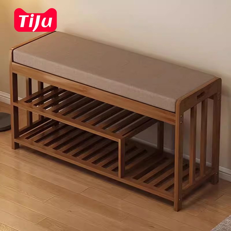 换鞋凳家用门口鞋架简易客厅简约多功能防尘带门实木鞋柜坐凳一体