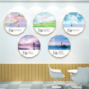心理学咨询室布置挂图心灵驿站健康辅导室心理解压画挂画装饰画
