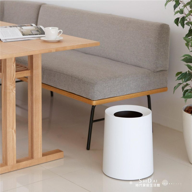 加厚款  简约磨砂双层无盖垃圾桶 创意圆形手提卫生桶 大号小号