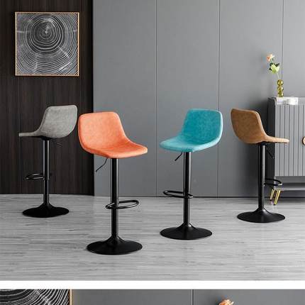 吧台铁椅升代降背旋转靠凳子轻VTN奢家用时尚前台酒吧椅艺高脚现