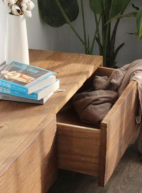 9U老榆木电柜视柜F758ST69实全木整储物装柜客厅斗悬空吊柜复古民