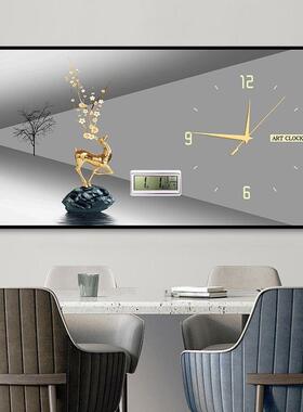 厅轻奢气餐厅装饰画现餐OUM代简约客大桌壁画饭厅电子万年历钟表