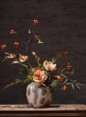 桌花摆花奢风家居餐装轻花客厅花摆LSK件饰茶几摆花假花插花