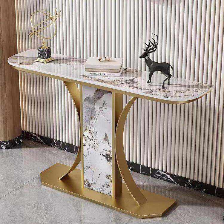 创意半圆岩式板玄景关桌大理石入户桌简约进门厅靠墙LAS门端台玄