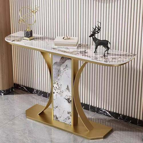 创意半圆岩式板玄景关桌大理石入户桌简约进门厅靠墙LAS门端台玄