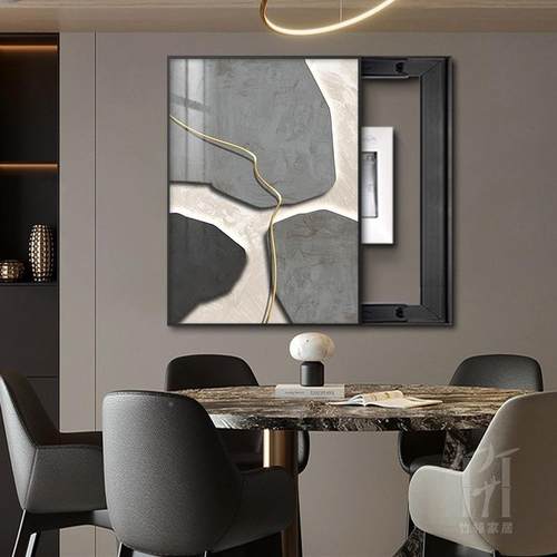 抽象表现代电箱家装饰画免打FVQ孔竖款配电箱遮挡用弱源电开关盒