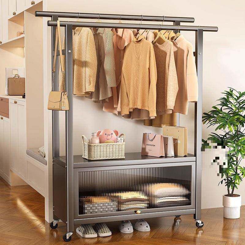 家多卧室纳落地挂衣架可移动ZLL简易衣帽架用收加厚加固宿舍功能