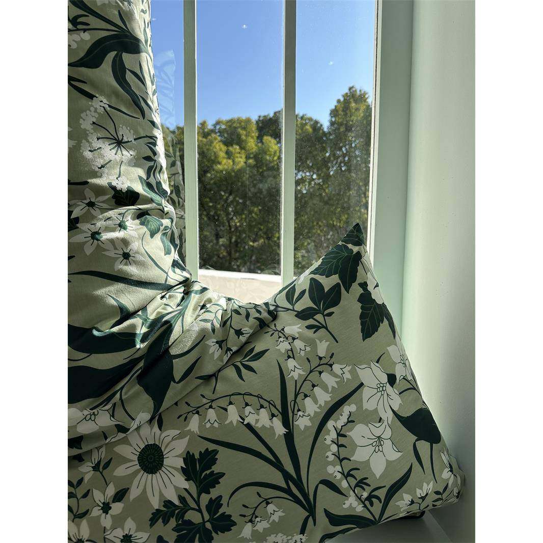 GZ6M美式田PPH园绿色碎植小花床上物四件套纯棉1.m1.58民宿被套