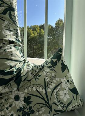 GZ6M美式田PPH园绿色碎植小花床上物四件套纯棉1.m1.58民宿被套