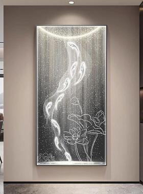 DQU鱼图玄关装饰画竖版代简约抽象户走廊过道轻挂画奢现玄入幻壁