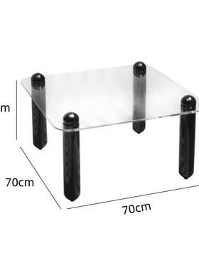 小实木腿大RYL象茶几超白玻璃客子厅桌方形户小型家用设计师茶几