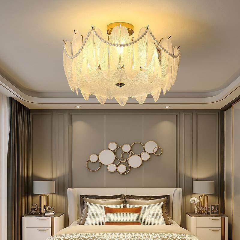 法式客约厅吊主灯现代简玻璃羽毛卧室房灯餐厅灯意式轻奢间水769,家装灯饰光源,智能吊灯,淘宝优惠券,粉丝福利购,淘宝优惠卷
