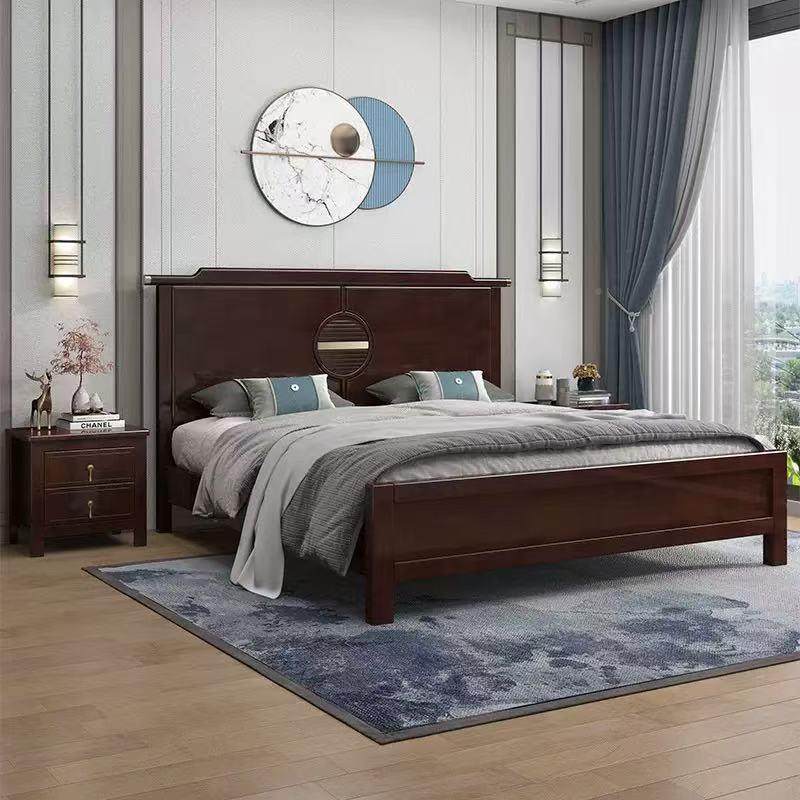 新中式实木橡木高箱KCS8床1床.m双人床经济现在中式主卧1.5米婚型