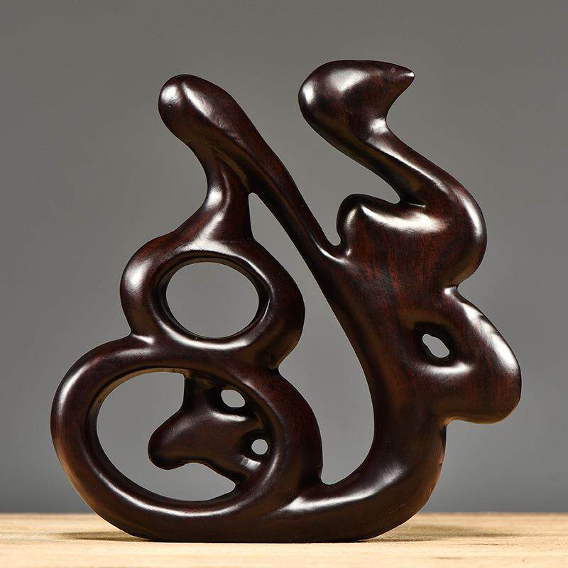 YZ-0371黑电檀木雕福字件家居客厅摆视柜酒柜摆设创意简约工实木