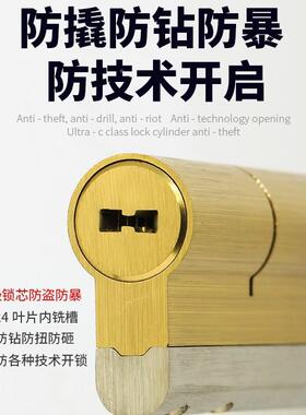 防盗门锁芯C级超b级大门锁芯双叶用片防锡纸IJV通面型防断打逃生
