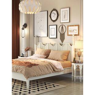 巢美趣美式床实木床法式复雕花床主双人床卧大床式轻古简约QDY婚