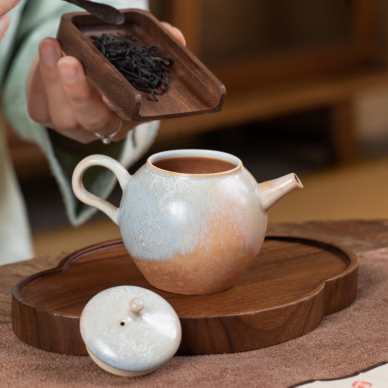 瓷八里 景德镇纯手工陶瓷 窑变釉志野烧茶壶大肚壶泡茶器功夫茶具