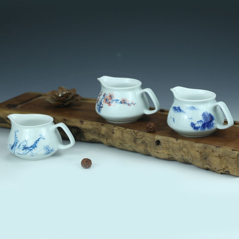 京德贵和祥青花戏虾茶海景德镇陶瓷手绘公道杯茶具配件公杯分茶器