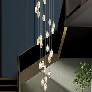 梯灯f752长吊灯厅水晶轻奢设计师别墅大挑空旋楼转楼梯间lot公寓