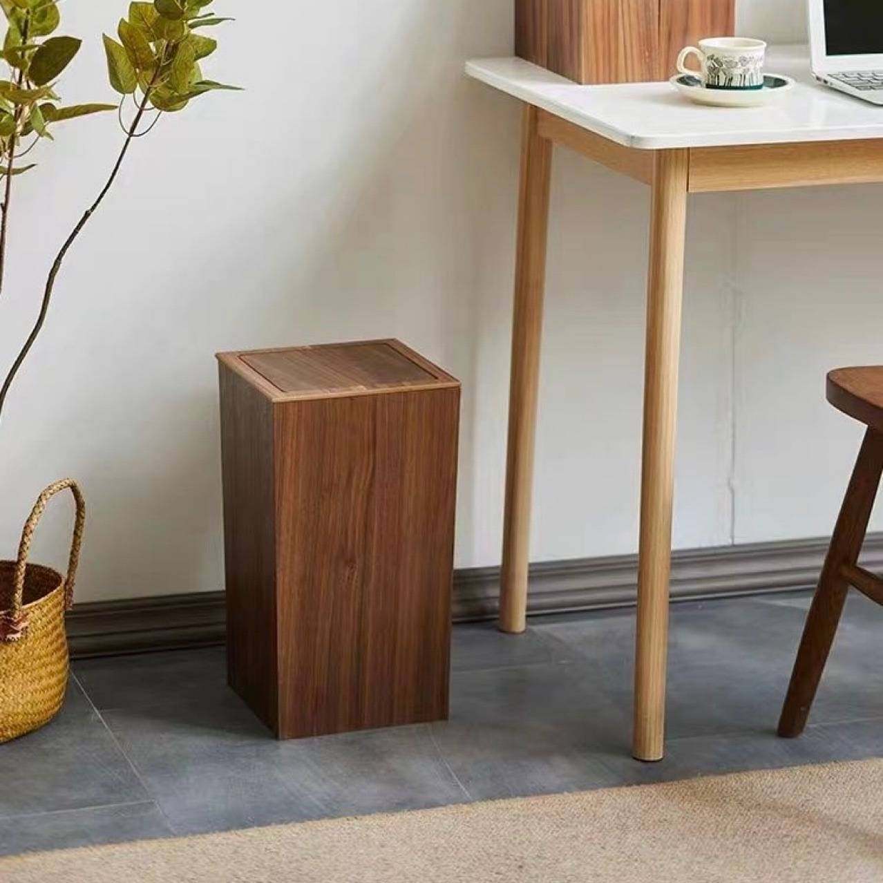 木质垃圾桶带盖家用卧室客厅办公室简约纸篓卫生间厕所商用酒店