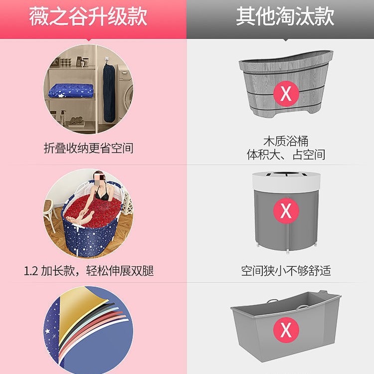 泡澡桶大人折叠加热沐浴洗澡桶加厚家用坐浴盆成人全身浴缸出租屋