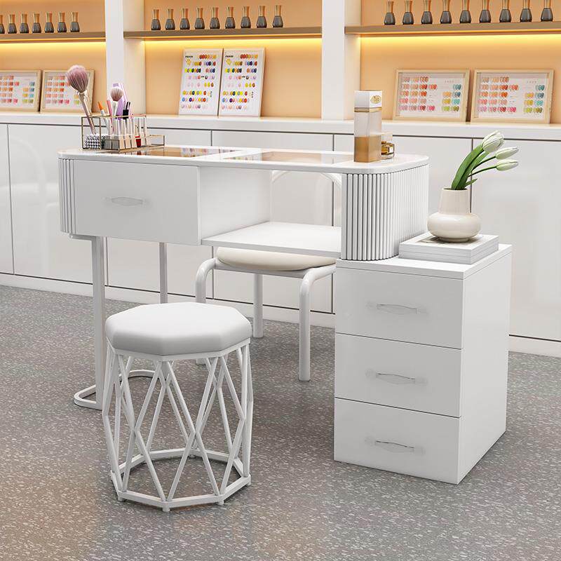 奶油风美甲甲桌白日色式多功能玻璃单人全套奢家轻用简约美台XPC