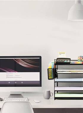 黑色网状艺铁多层桌面收纳架文三QXR件套收文件具纳