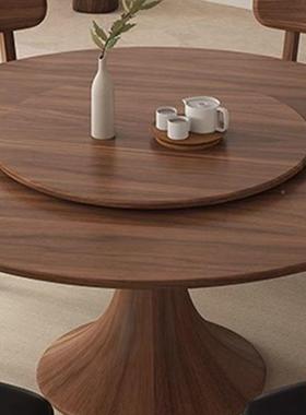 古UEB风胡木实木餐桌盘现代岩板简约家用圆小户型形桃饭桌圆桌组