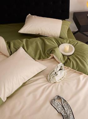 被冰雪松｜100138s长绒棉床上四件套全棉纯棉贡川缎双拼床床单套